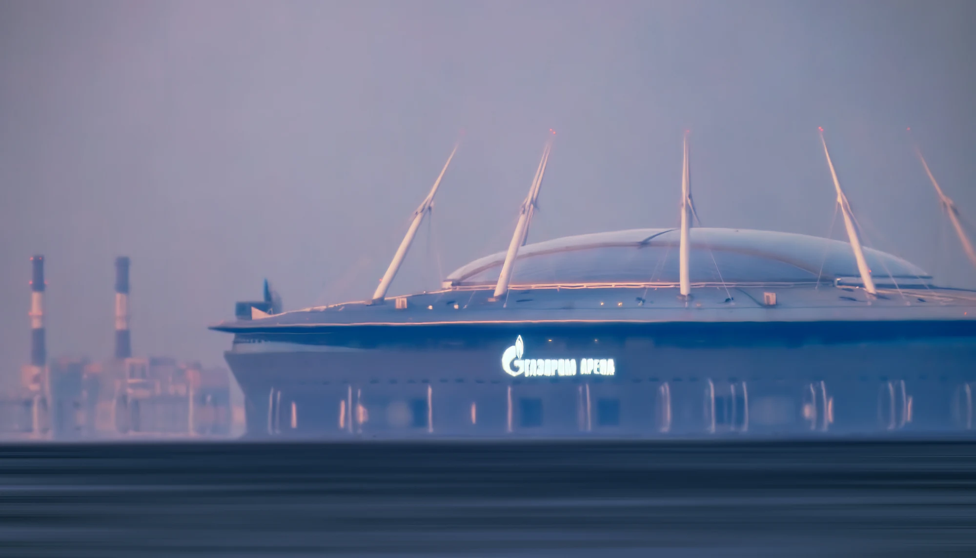 Stadium photographed from 25 kilometres at 3000 mm